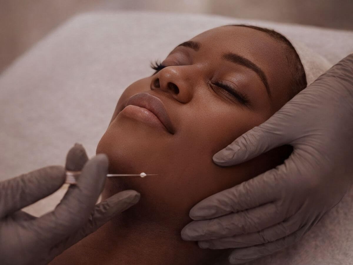 Fils tenseurs du visage chez la femme pour un effet liftant naturel