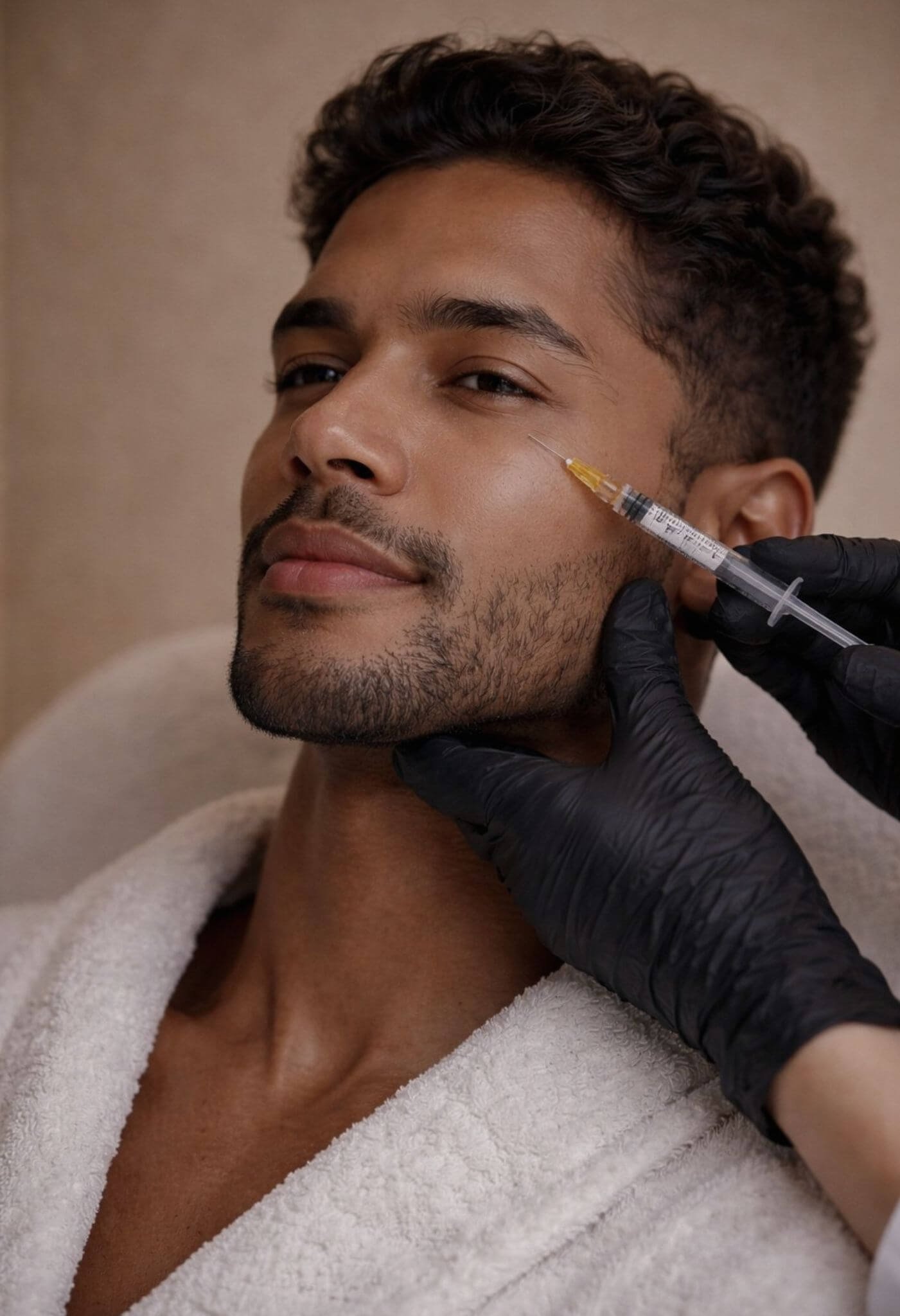 Injection d’acide hyaluronique chez l’homme pour redessiner et hydrater le visage