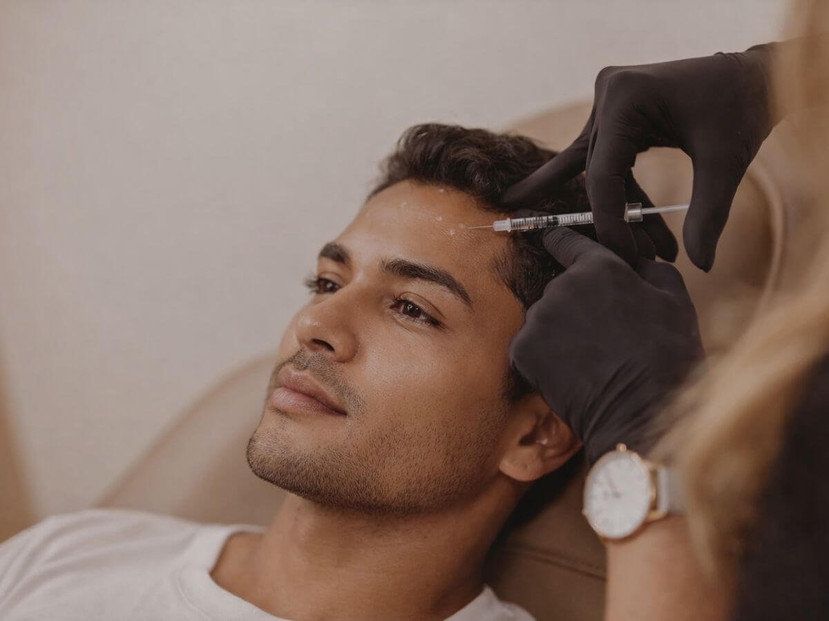 Soin skinbooster du visage chez l’homme pour hydrater et améliorer l’éclat de la peau